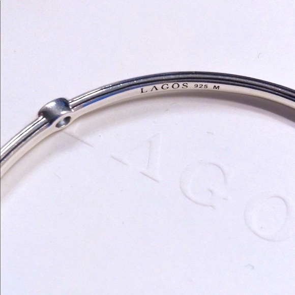 Lagos Sterling Silver Topaz Station Fluted Bangle - Picture 4 of 7